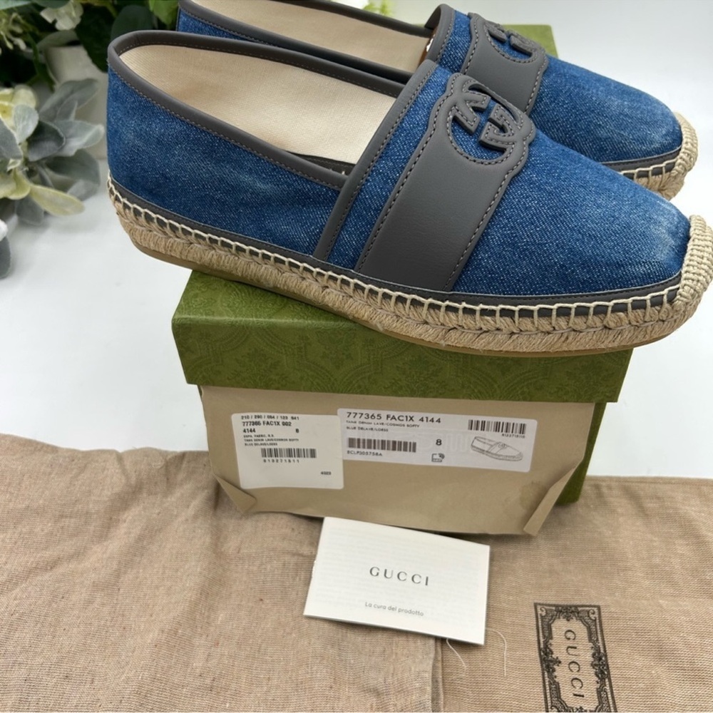 Men’s Gucci, blue denim ESPADRILLES size 8, made in Spain - Picture 10 of 10